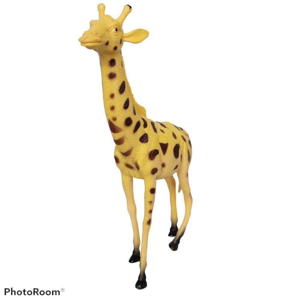 Giraffe Figure Gold Brown Plastic Animal